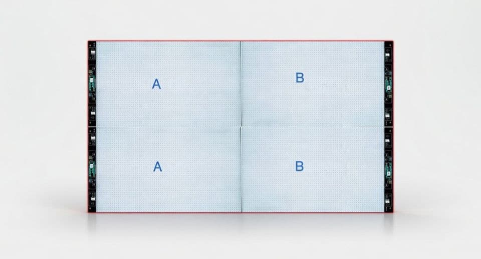 Layout drawing of LED film panels spliced across a window