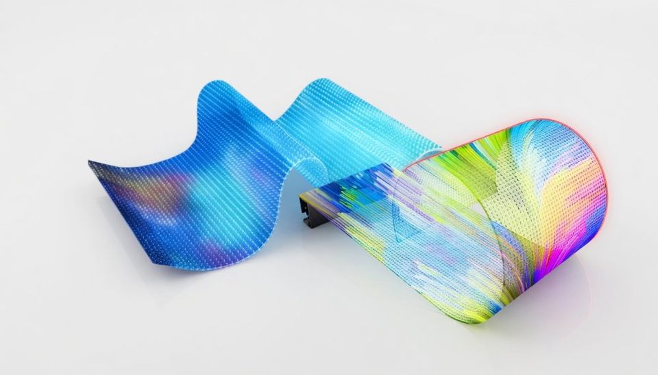 Transparent LED film bent to show flexibility