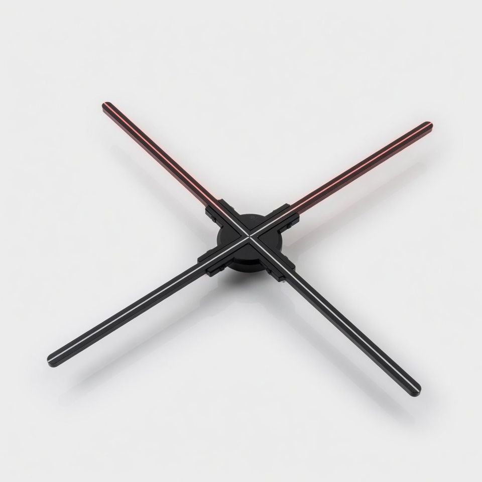Hologram fan spinning to display a floating 3D light effect