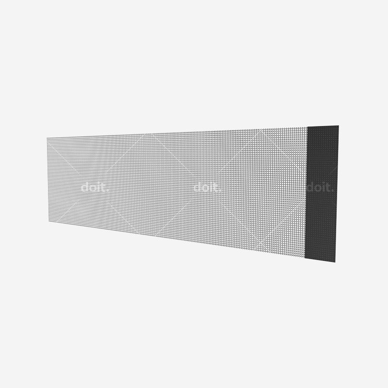 A single transparent LED panel seen at an angle, showing how thin it is