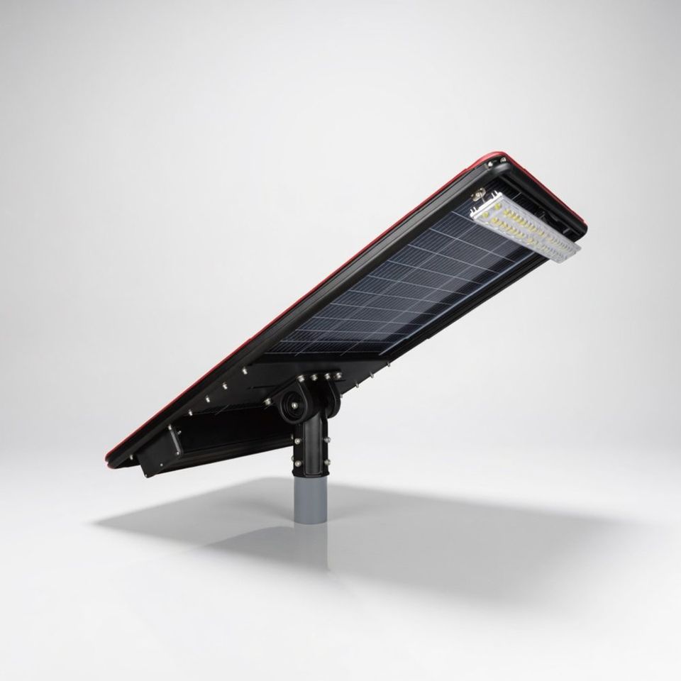All-in-one solar street light with integrated panel, battery and LED head